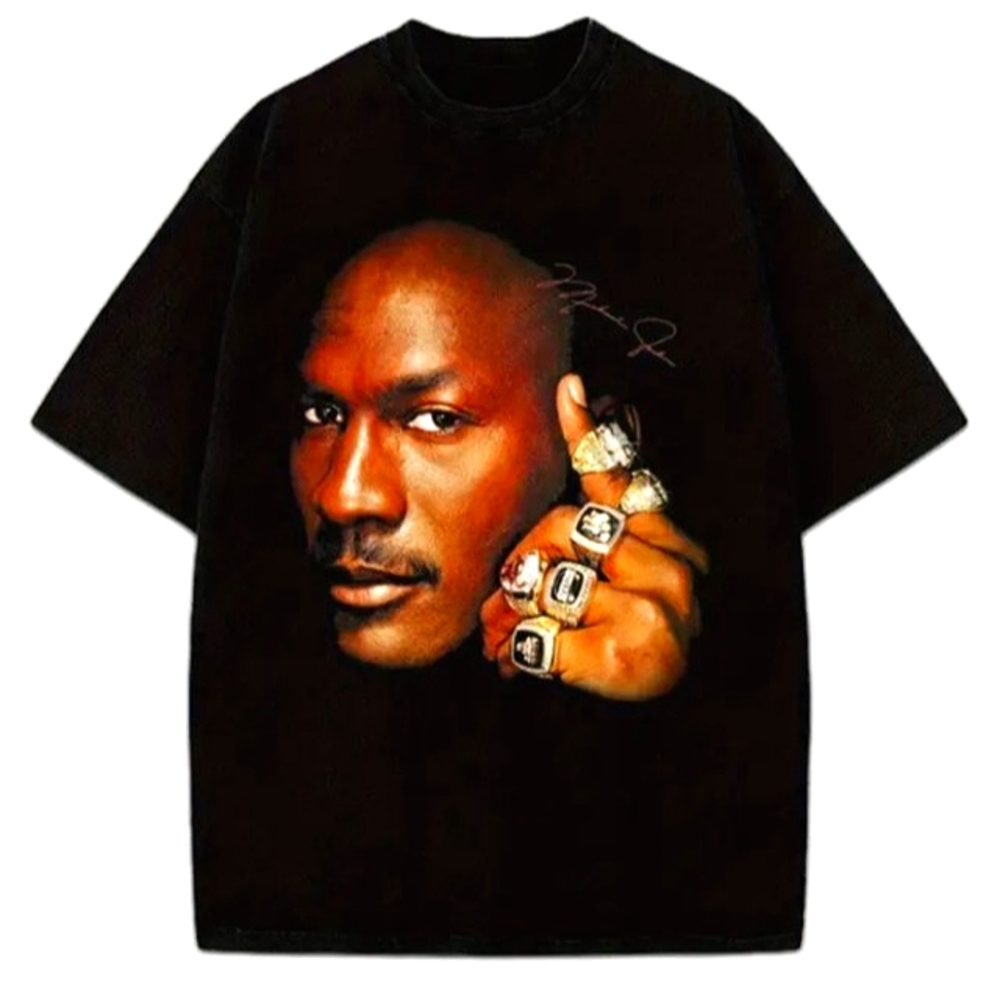 Michael Jordan Chicago Bulls International Six Rings Premium T-shirt Sz XL